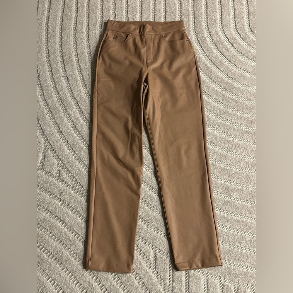 NWOT Spanx Slim Straight Faux Leather Pants in Toffee - S - Picture 2 of 10